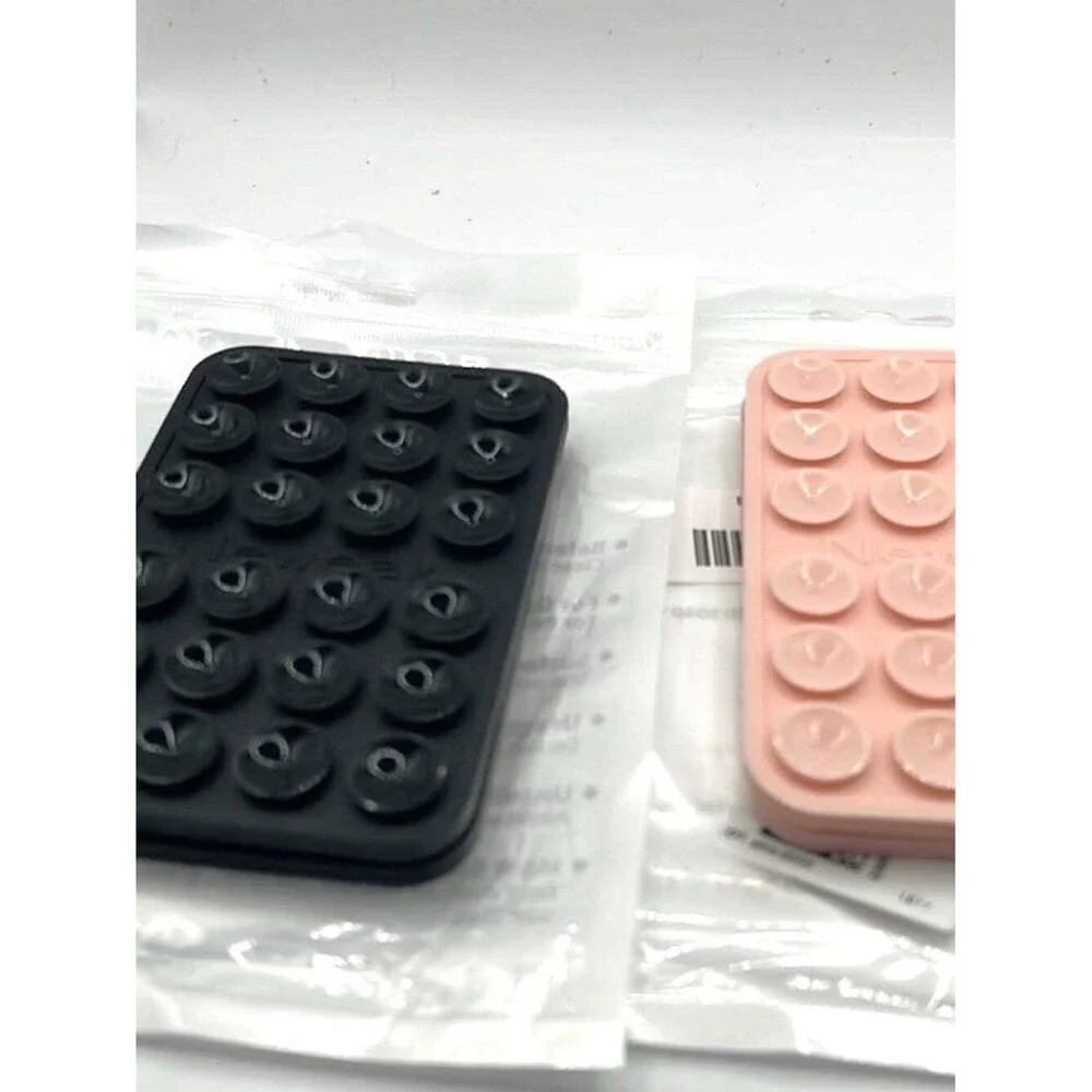 Silicone Phone Sticky Grip, Suction Phone Case Mount - 2 Black & 2 Pink
